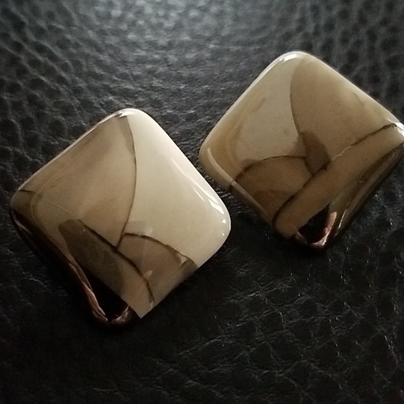 VTG ceramic clip on earrings - Picture 2 of 6